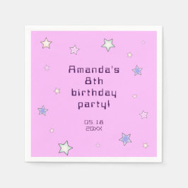 Cute Retro Pastel Stars Light Pink Kids Birthday  Pappersservett