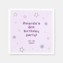Cute Retro Pastel Stars Light Pink Kids Birthday  Pappersservett