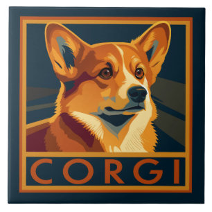 Cute Retro Pembroke Welsh Corgi Kakelplatta