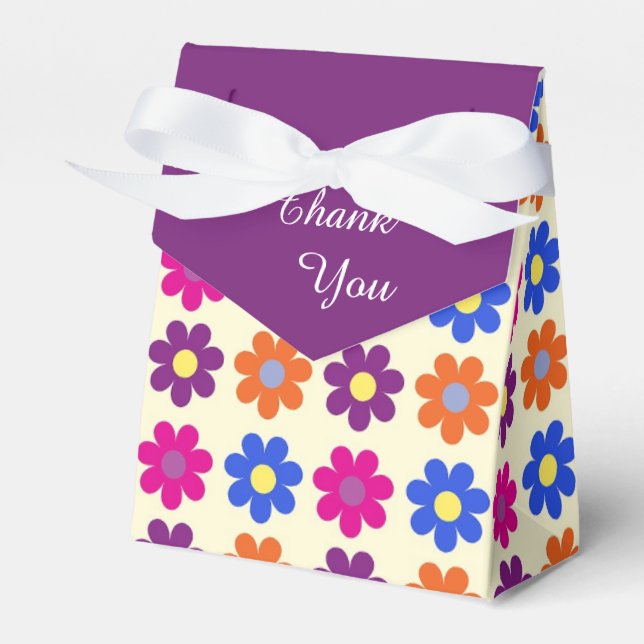 Cute Retro Penny Flower Pattern Thank You Presentaskar (Framsidan Sidan)