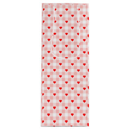 Cute Retro Pink Heart Gingham Plaid pattern
