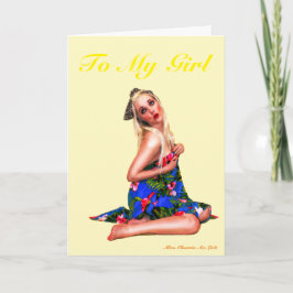 Cute Retro Pinup Valentines kort för flickvän