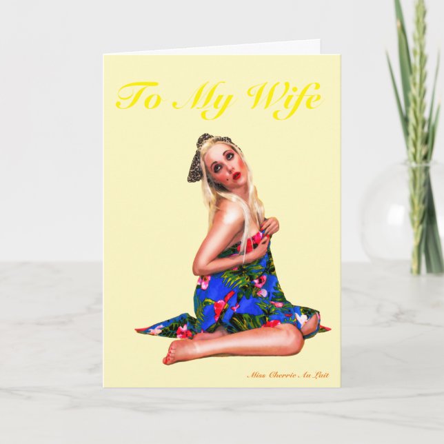 Cute Retro Pinup Valentines kort till henne, fru (Framsida)
