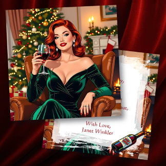 Cute Retro Pop Art Personalized Christmas Kort