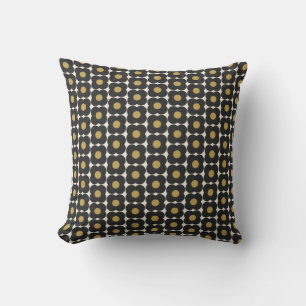 Cute Retro Pop Flower Black Guld jul Helgdag Kudde