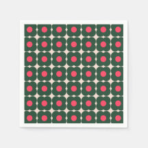 Cute Retro Pop Flower Mönster Grönt  Rosa