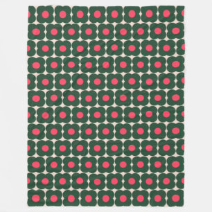 Cute Retro Pop Flower Mönster Juldagen Grönt Fleecefilt