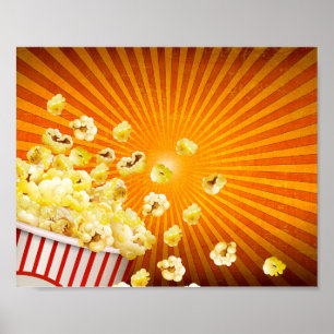 Cute Retro Popcorn Spill  Movie Film Poster
