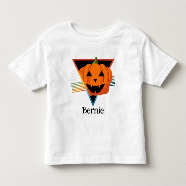 Cute Retro Pumpkin Jack o lantern Halloween Namn T Shirt (Framsida)