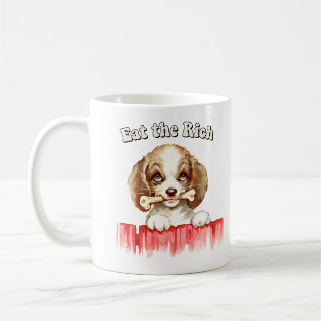 Cute Retro Puppy - Ät Riken Kaffemugg (Vänster)