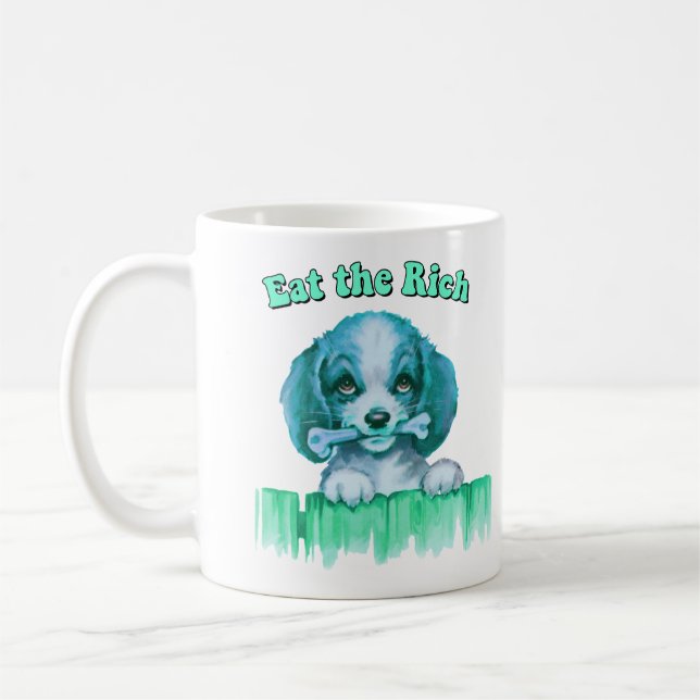 Cute Retro Puppy - Ät Riken Kaffemugg (Vänster)