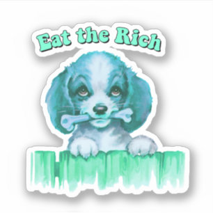Cute Retro Puppy - Ät Riken Klistermärken