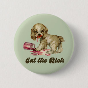 Cute Retro Puppy - Ät Riken Knapp