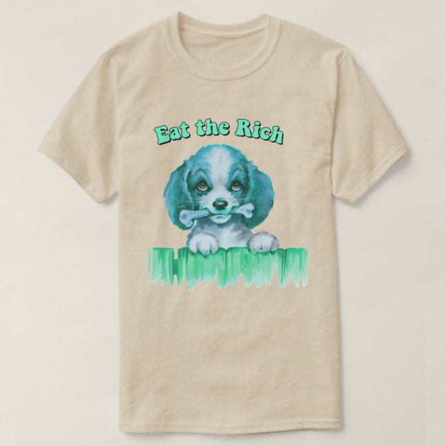 Cute Retro Puppy - Ät Riken T Shirt (Design framsida)