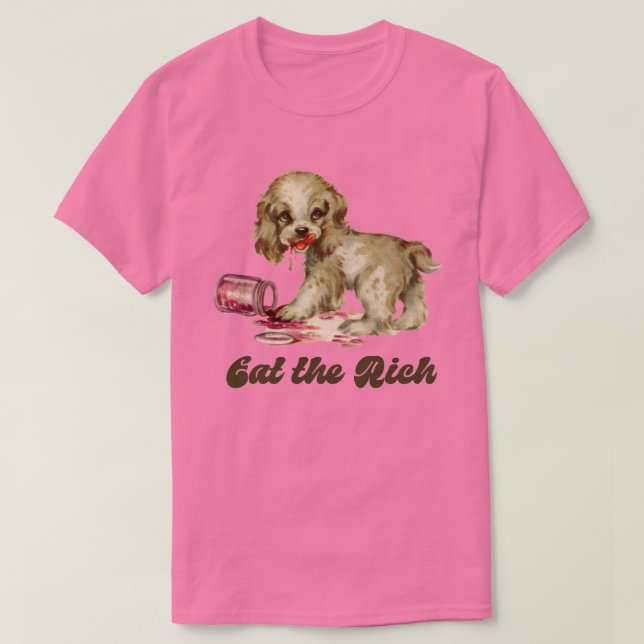 Cute Retro Puppy - Ät Riken T Shirt (Design framsida)
