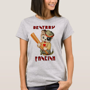 Cute Retro Puppy - ödelägga fascism T Shirt