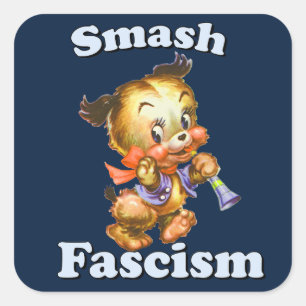 Cute Retro Puppy - Smash Fascism Fyrkantigt Klistermärke