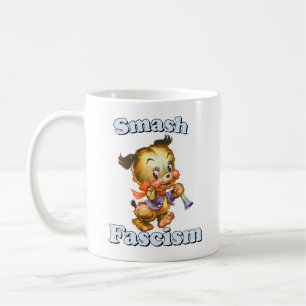 Cute Retro Puppy - Smash Fascism Kaffemugg