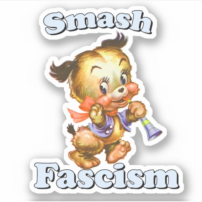 Cute Retro Puppy - Smash Fascism Klistermärken (Framsida)