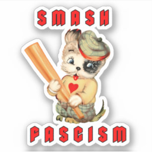 Cute Retro Puppy - Smash Fascism Klistermärken