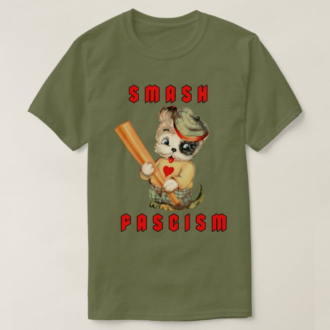 Cute Retro Puppy - Smash Fascism T Shirt (Design framsida)