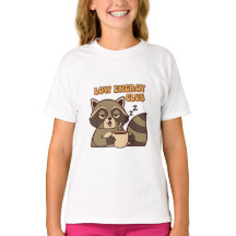 Cute Retro Raccoon Low Energy Girls T-Shirt