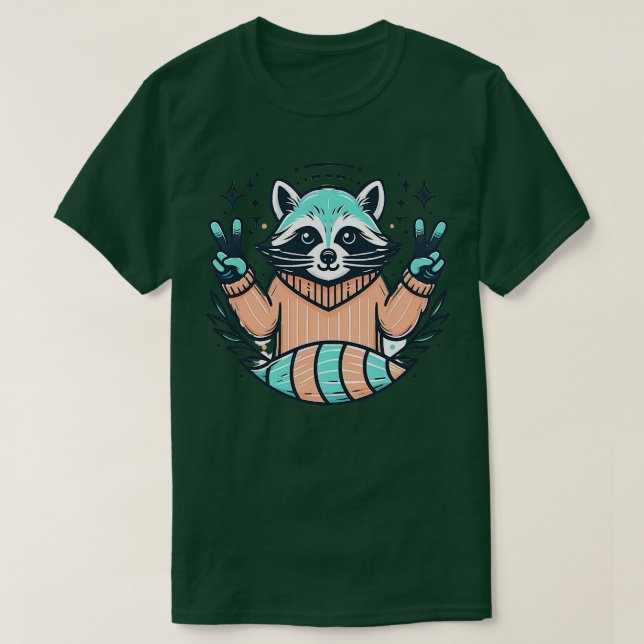 Cute Retro Raccoon med T Shirt (Design framsida)