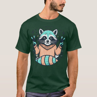 Cute Retro Raccoon med T Shirt