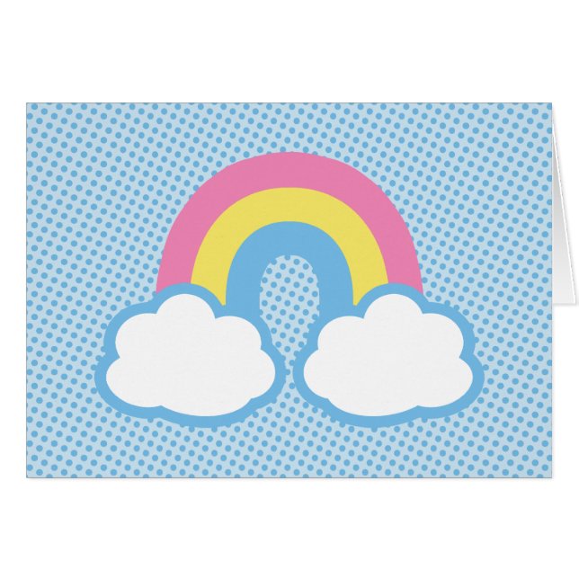 Cute Retro Rainbow Hälsningskort (Framsidan Horizontal)