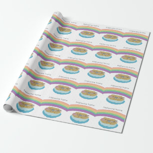 Cute Retro Rainbow Noahs Ark Add Namn Presentpapper