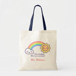 Cute Retro Rainbow och Sol Anpassningsbar Lärare N Tygkasse