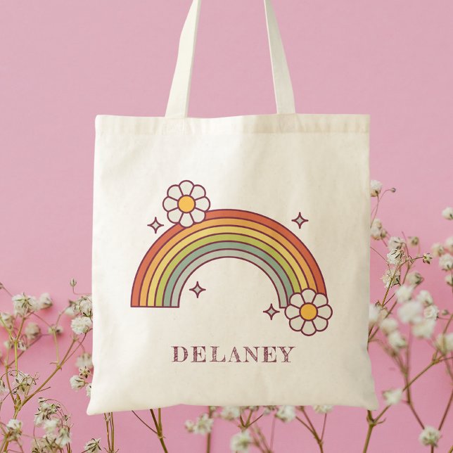 Cute Retro Rainbow-Personlig för Barn Tygkasse (Skapare uppladdad)