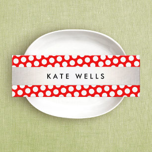 Cute Retro Red and White Polka Dot Mönster Mini Visitkort