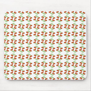 Cute Retro Red Cherries on White Classic Mönster Musmatta