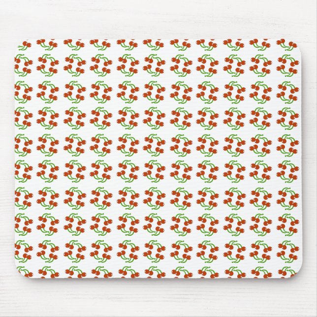 Cute Retro Red Cherries on White Classic Mönster Musmatta (Framsidan)