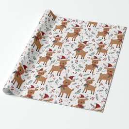 Cute Retro Reindeer Christmas Presentpapper