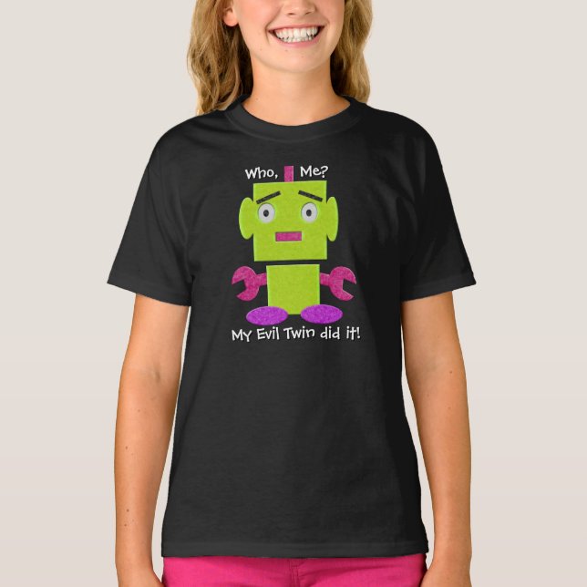 Cute Retro Robot - Ghoul Grönt - Evil Twin Tee (Framsida)