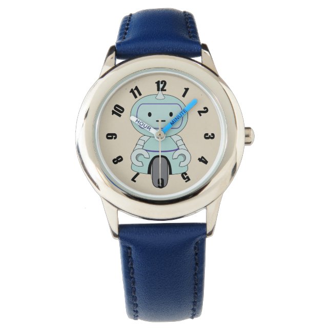 Cute Retro Robot Illustration Armbandsur (Framsida)