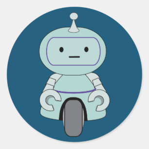 Cute Retro Robot Illustration Runt Klistermärke