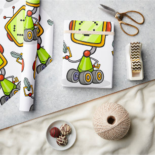 Cute Retro Robot Tecknad Roligt AI Tech Digital Ar Presentpapper