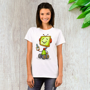 Cute Retro Robot Tecknad Roligt AI Tech Digital Ar T Shirt