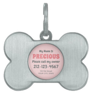 Cute Retro  Rosa Girl Hund ID-bricka Husdjur