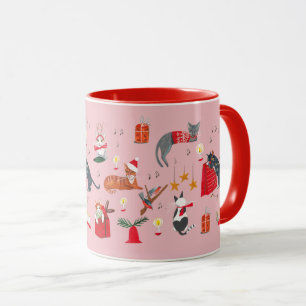 Cute retro rosa jul mönster Mugg