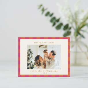 Cute Retro Rosa och Orange Play-julfoto Julkort