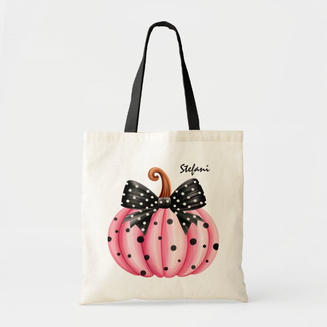 Cute Retro Rosa Pumpkin Personized Tygkasse (Framsidan)