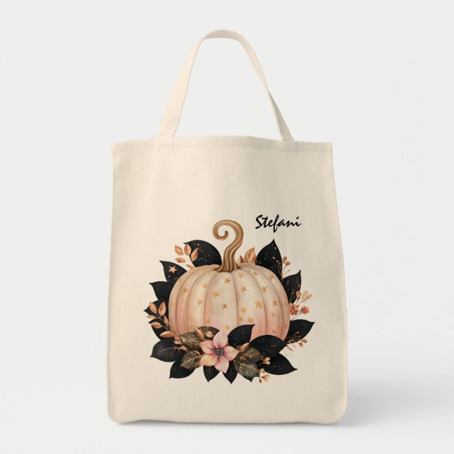 Cute Retro  Rosa Pumpkin-Personlig Tygkasse (Framsidan)