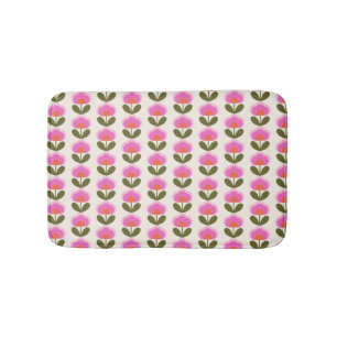 Cute Retro Rosa Scandinavian Flower Art Mönster Badrumsmatta