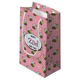 Cute Retro Rosa Stripe Bumblebee Birthday