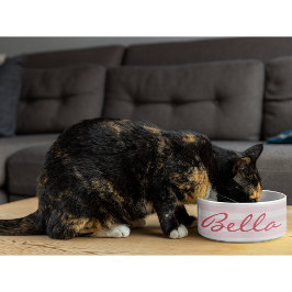 Cute Retro Rosa Stripe Cat Kattunge Pet Namn Food