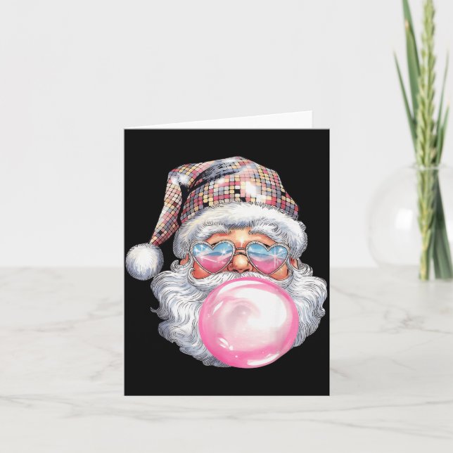 Cute Retro Santa Christmas Blowing Bubble Gum Vint Kort (Framsida)